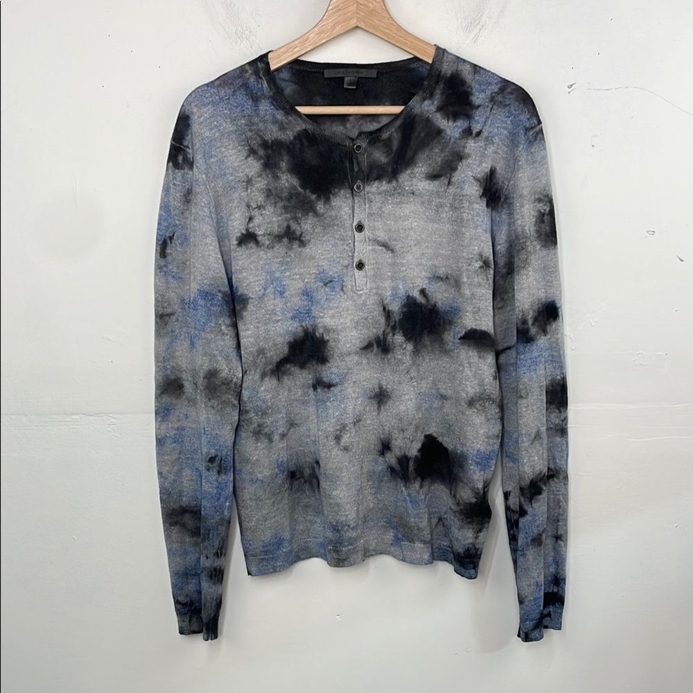 John Varvatos William Regular Fit Tie Dye Henley Sweater size Small Men’s